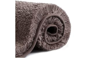 VANZAVANZU Non Slip Bath Mat Thickened Bath Rug for Bathroom Absorbent Ultra Soft Bathroom Mat Rug Fluffy Microfiber Bedside Rug Carpet Floor Mat, Quick-drying, Machine Washable - 40 x 60cm (Chocolate)