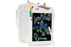 TOPFREE Unicorn Toys LCD Writing Tablet for Girls Kids,Colorful Toddler Drawing Tablet for Educational Baby Girl, Doodle Board Pad Toy for 3 4 5 6-12 Years Old Kid Birthday Party School, 8.8 Inch White