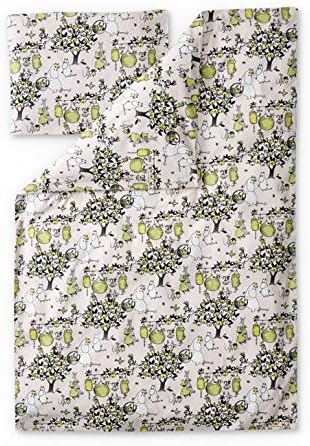 Finlayson Celebration Moomin Duvet Cover set with Pillow Case for Babies, Cotton, Rosa/Grey, 85 x 125 cm