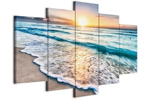 murando - Quadro Colorato 200x100 cm 5 Pezzi - Stampa su Tela in TNT Tessuta XXL Grande - Quadri Moderni Componibili Camera da Letto Matrimoniale - Stampe da Parete Arte - Onde c-B-0552-b-m