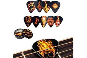 RHQFDM DCQQ 12 Stück Gitarren Picks Set für Ihre Akustik Ukulele Elektro oder Bassgitarre für Gitarre mit 3 Arten Dicke Guitar Picks 0,46 mm 0,71 mm 0,96 mm Inklusive Guitar Picks Organizerbox