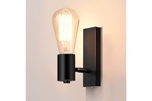‎LIGHTESS Lightess Wall Lamp Black Wall Light Indoor Swivelling Wall Lighting E27 Wall Spotlight Wall Spot Rustic Industrial Lamp Vintage Retro for Living Room Bedroom Dining Room Children's Room
