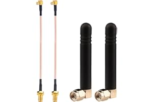 YILIANDUO ADS-B 1090MHz Antenna 3 dBi SMA Antenna 90 Degree SMA Male plug Mini WiFi Antenna Rubber Antenna + SMA Female to MCX Adapter Pigtail Cord 15CM for Software Defined Radios (SDRs) Pack of 2