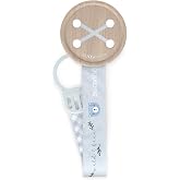 SUAVINEX Fabric Pacifier Holder for Babies, Wild&amp;Free, Blue | Double-sided design, baby pacifier chain, clip with clip, compa