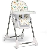Mamas & Papas Snax, Adjustable Highchair, Reclines, Foldable, Removable Tray, Jungle Alphabet