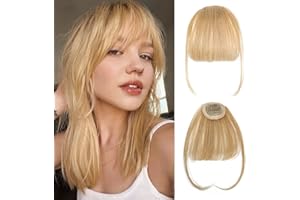 XIWCAFC Frangetta Finta Capelli Clip,Naturale Frangia Finta Capelli Veri,Extension Frontale Frangia Posticci,Parrucca Con Frangia,Clip In Frangia,Capelli Frangia,Per Capelli Estensioni, (oro)