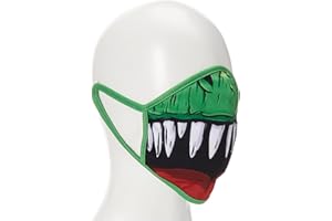 Wild Republic Mascherina Wild Smiles, perfetta da applicare sopra alla mascherina per uso medico, riutilizzabile, lavabile, mascherina metà viso, motivo dinosauro, mascherina per adulti