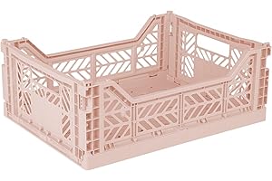 AYKASA Cassetta pieghevole, stabile in plastica, impilabile, tè al latte, midi (40 x 30 x 14 cm)