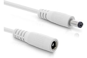 InLine - Przedłużacz DC, uniwersalny zasilacz sieciowy przedłużacz do taśm LED, kamer monitorujących, drukarek, routerów, przełączników i wielu innych, wtyk DC 5,5 x 2,1 mm, biały, 0,5 m