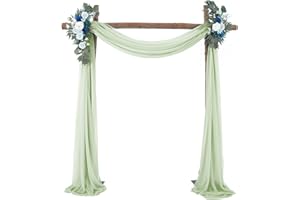 PCSCEVCR Wedding Arch Drapes, 18ft Chiffon Wedding Banquet Draping Fabric Backdrop Curtain Drapery for Wedding Archway Ceremony Party Decor (Green)