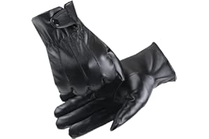 LJCZKA PU Leather Gloves for Men, Winter Warm Leather Gloves Thermal Touchscreen PU Faux Leather Black Gloves