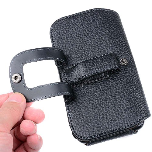 Semoss Cover per Cellulari Universali da Pelle per iPhone X / iPhone 10 Custodia da Cintura Wallet Portafoglio Cuoio Flip Case Cover Sport con Clip e Chiusura Magnetica Nero 15 X 8 cm