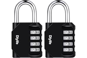 Diyife NDEHM4B Kłódki z Zamkami Szyfrowymi do Szafek, 4.2 x 2,2 x 8,2 cm, Czarne, 2 Sztuki
