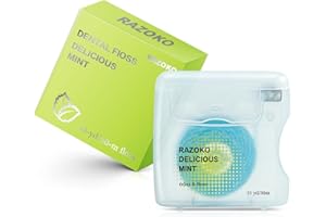 RAZOKO Coconut-Oil Infused Woven Dental Floss,Vegan and Cruelty-Free,Orange 6 Month Supply (33 Yds x 1 Units) (Mint)