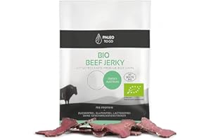 ‎PALEO TO GO Bio BEEF JERKY - PALEO - 75% Protein - LOWER-CARB - Allgäuer Weiderind (4 x 30g) - Biltong - Trockenfleisch aus ÖSTERREICH