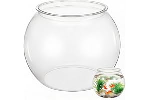 Alipis Plastic Goldfish Bowl: 8.65 X 8.65 in Clear Round Fish Tank - Unbreakable Goldfish Tank - Fish Bowls for Hydroponic Planter Container Home Office Desktop Aquarium Decor