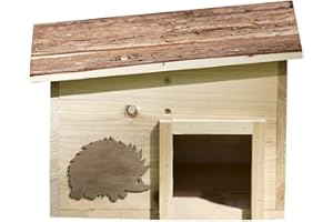 Gardenesque Wooden Hedgehog House with Bark Roof -Weatherproof Shelter - For Outdoors -Feeding Station & Home -Hibernation Nesting Shelter Box - Bamboo Tunnels, Dry Bark & Pine Cones - L38xW11.5xH57cm