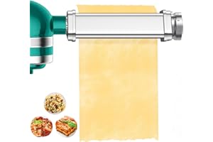 FIAYIGIL Nudelaufsatz für Kenwood,Zubehör Küchenmaschinen，Nudelblattroller für Kenwood Zubehör, Einfach zu Reinigen, 8 Einstellbare Dicken, Edelstah