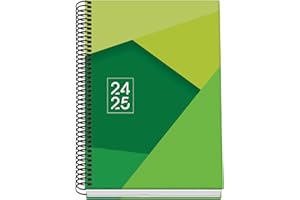 Dohe - Agenda Escolar 2024 2025 - Semana Vista, Tamaño A5 (15x21 cm), Cierre de Anillas, Tapa Dura, Español e Inglés, Septiembre a Junio, Material Escolar - TANGRAM Verde