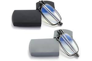 sevenplus 2 Pack Reading Glasses Blue Light Blocking, Anti UV Glare, Foldable Computer Spring Hinge Readers for Women Man