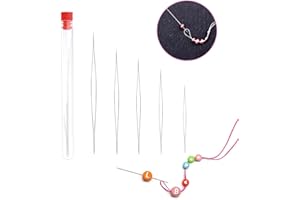 AIOUNIYA 5 Stück Perlennadel Sickernadeln Perlennadeln Zum Auffädeln Von Perlen Sickernadeln Mit Großem Öhr Nadeln Zum Perlen Auffädeln Edelstahl-Nähnadeln, Für Kunsthandwerk und Schmuck Bead Nadeln (5 Stück)