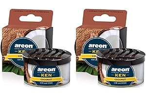 AREON Ken Lufterfrischer Dose Kokosnuss Auto Duft Autoduft Duftdose Wohnung Erfrischer 3D Set (Coconut Pack x 2)