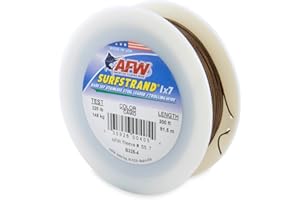 American Fishing Wire Surfstrand Bare 1x7 Stainless Steel Leader Wire - Fishing Leader Line for Saltwater, 20lb Test - 325lb Test in Bright, Camo in 30ft, 300ft, 600ft and 1,000ft Lengths