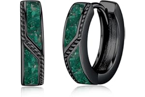 Malachite / Opal / Turquoise / Abalone Hoop Earrings 925 Sterling Silver Hypoallergenic 15 mm Huggie Earrings Jewellery Gifts