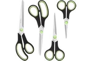 Vutyvve Schere, Edelstahlklingen, weicher Griff für Zuhause, Schule, Büro. Schwarz und Grün,4