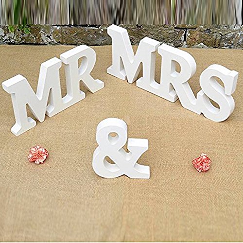 allbusky Herr und Frau Schild Geschenk Holz Buchstaben für Empfang Zeremonie Hochzeit Dekorationen Geschenk, MR & MRS - 5