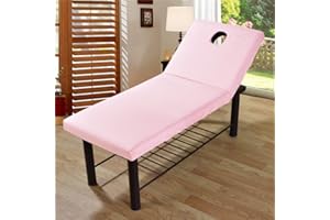 HXAIYOUU Massage Table Sheets, Massage Bed Cover with Face Hole, Fitted Sheets Washable Reusable Massage Table Cover for 80cm or Less Massage Bed (Pink, 70 * 190cm)