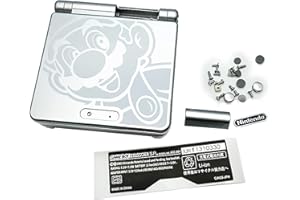 SUNVALLEY Carcasa Shell Case Mario Edición limitada de repuesto, para consola for Nintendo Game Boy Advance GBA SP, carcasa exterior plateada con botones y tornillos