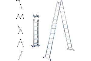 HOSTRÖM Scala pieghevole articolata STAVALANCE4x6, 6,8m, 24 gradini, multifunzione, distanziatore per muro, sgabello, in alluminio, Altezza lavoro max 7,13m, Hostrom