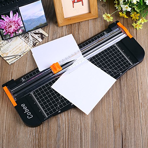 Tiptiper Papierschneider Schneidemaschine A4 Tragbar Schneidegerät mit Fingerschutz und Gleitlineal Design Schneidet bis zu 12 Blattes (70g/sm) - 5