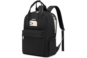 LOVEVOOK Rucksack Damen, 15,6 Zoll Laptop Schulrucksack Teenager Mädchen mit Laptopfach, Wasserdicht Tagesrucksäcke Reiserucksack, Elegant Arbeitstasche Schultasche für Uni Büro Reise, Schwarz
