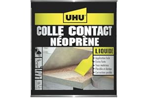 UHU Contact Néoprène liquide - Colle super forte universelle et liquide, adhère immédiatement, transparente, pot 215g
