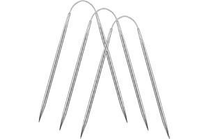 Focenat Rundstricknadeln Set, 3 Stück 23 cm Lang 2-5mm Silber Socken Stricknadeln Edelstahl Rundstricknadel, Flexible Gerade Sockenstricknadeln Metall Stricknadel für Pullover schals Hut Ärmel (5mm)