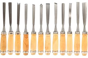 Tyenaza 12 Piezas Gubias para Tallar Madera, Juego de Cinceles de Talla de Wood Profesional, Herramientas para Tallar Wood Gubias para Bricolaje Escultura Carpintero Artistas y Principiantes