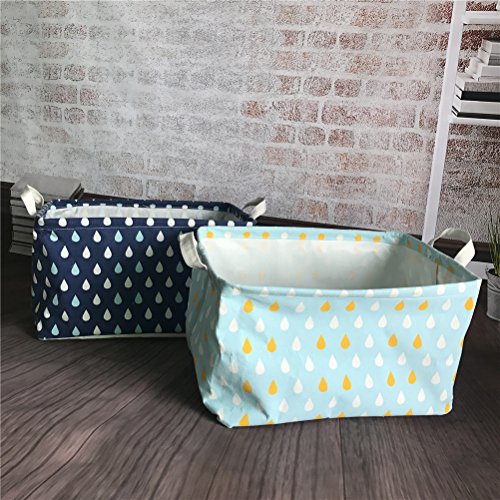 Inwagui Faltbaren Aufbewahrungskorb Wäschekorb Kinder aufbewahrung Spielzeug Warenkorb Kleidung Halter mit Deckel 39* 25* 22cm-Regentropfen A - 5