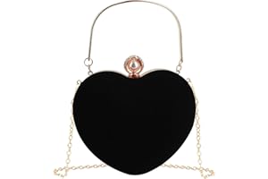 MEGAUK Herz Umhängetasche Heart-Shaped Handtasche Braut Kleid Kleine Abendtasche Elegant Schultertasche Henkel Clutch mit Zusatzkette für Prom Party Hochzeit