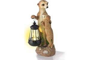 EASYmaxx Solar LED Meerkat Family | Dipinto a mano e senza fili con sensore di luce diurna automatico | 8 ore di durata della luce | 30 x 14 x 11 cm