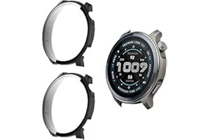 Yenwen Etui kompatybilne z Amazfit Balance 2, 2 sztuki, twarde etui z ochroną wyświetlacza do szkła pancernego, odporne na zarysowania, etui ochronne z poliwęglanu (PC), ultra cienkie, HD Clear Cover