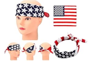 BAMBOOPACK Paquete de 3 bandanas con diseño de bandera americana, diseño de estrellas y rayas, bandanas de vaquero, bandanas para la cabeza, pañuelo cuadrado, azul, 1 count (Pack of 1)