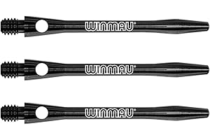 WINMAU Laser Etched Aluminium Black Medium Dart Stems - 1 Set per Pack (3 shafts in Total)