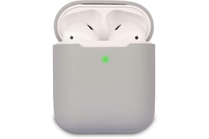 Airpods Case Cover Compatible with AirPods 2, KOKOKA Silicone Shockproof Airpods Case Cover Front LED Visible Support Wireless Charging, Grey