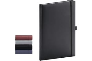 ‎NOTIQUE NOTIQUE Notizbuch Liniert, Hardcover Notizbuch, Notizheft, Journal, Tagebuch mit Gummiband und Stifthalter 15x21cm, 192 Seiten (Schwarz, Liniert)