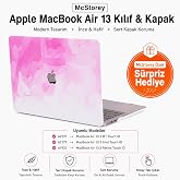 McStorey MacBook Air 13 İn&ccedil; Kılıf A2337 M1 A2179 A1932 Uyumlu Hard Case Sert Kapak Suluboya Desenli UV Baskılı Koruyucu Kılıf
