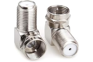MUCUNZHEN Coaxial Connector, Right Angle TV Aerial F Type Adapters Screw On F Male to Female Coaxial Coupler 90 Degree Connector for Satellite SKY Virgin,Wall Mounted TVs, Coaxial Cable Connection (Silver-2)