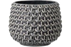 Nordring Ceramic Flower Pot Pino - colorful Planter, Pot for plants, sukkulents Size L (16,5 cm ø) Dia 6,5'' H 5'', Stoneware, grey