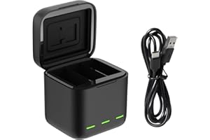 TELESIN Caricabatteria per GoPro Hero 11 10 9 tripla e scatola di immagazzinaggio di batteria con caricabatteria a 3 canali per Gopro Hero 10 9 Black (Caricatore singolo)